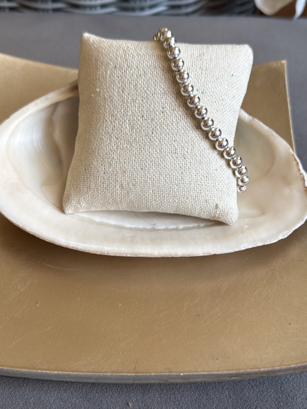 New Sterling Silver Beaded Bracelet - Silver 4mm Beads Jewelry Gift